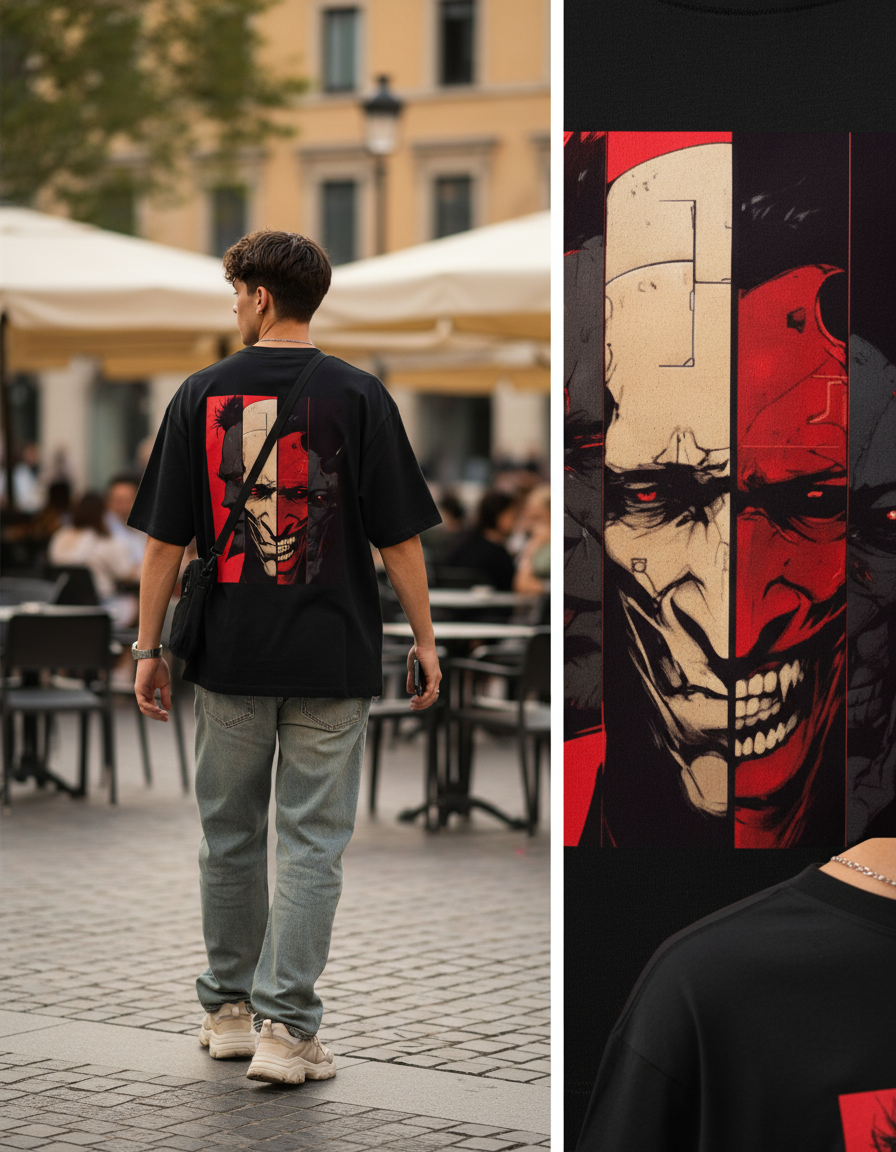Dark Split Persona "Four Face" – Unisex Oversized  Classic T-Shirt