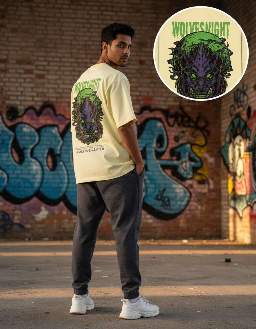 Silly Brothers "Wolves Night" Unisex Oversized T-Shirt